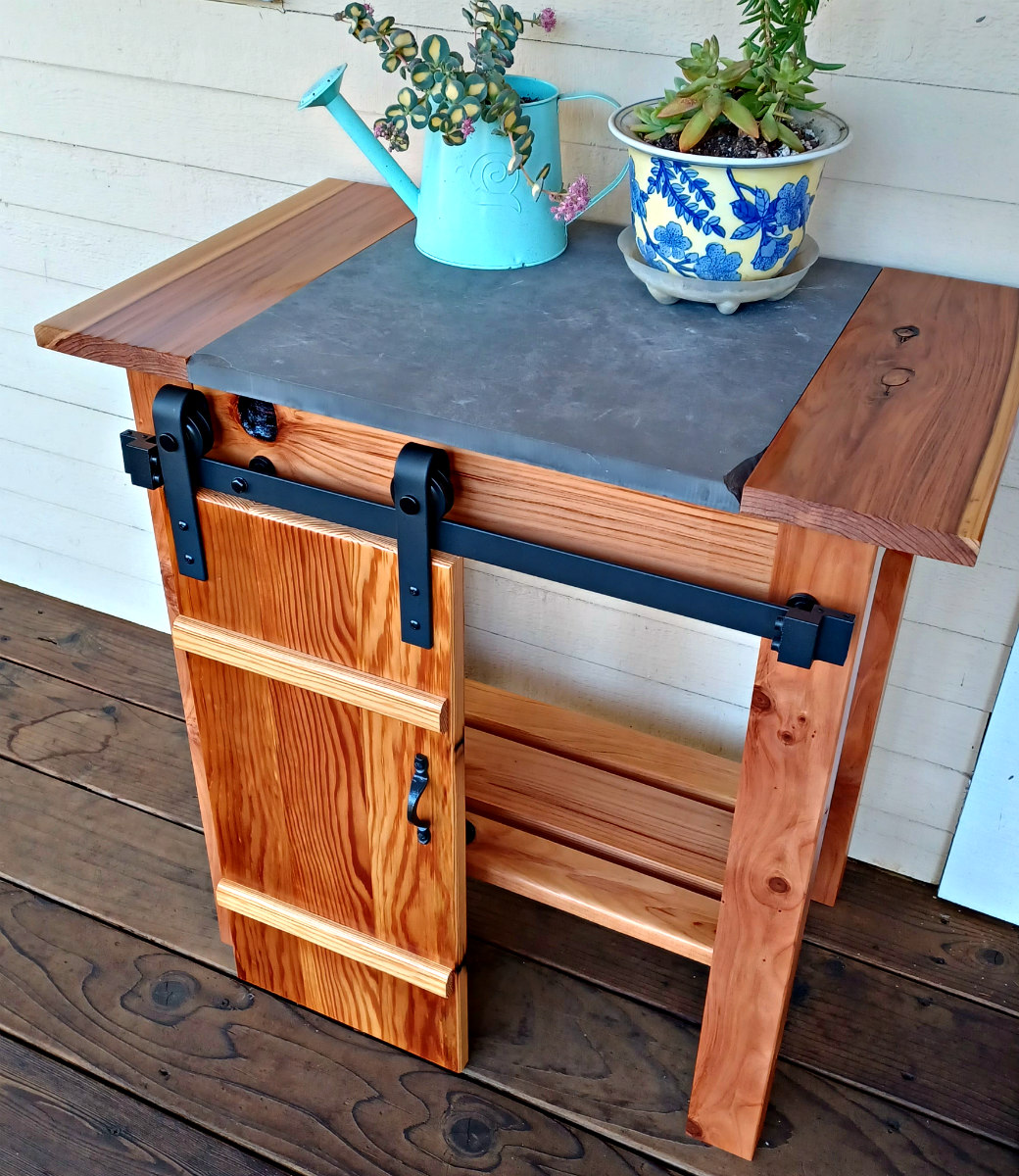 Outdoor Redwood Side Table